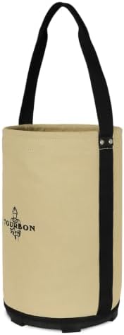 Canvas Tool Bucket with Plastic Bottom & Drain Holes, Heavy-Duty Work Bag