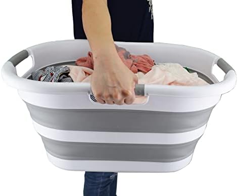 SAMMART 40L (10.5 gallon) Set of 2 Collapsible Plastic Laundry Hamper - Folda...