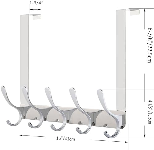 WEBI Over The Door Hook 5 Coat Hooks,Over The Door Towel Rack,Door Hanger Ove...