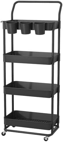 Buzowruil 4-Tier Rolling Utility Cart, Storage Cart with Handle Multi-Purpose...