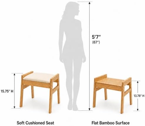 BAMBOOHOMIE Foot Stool Ottoman, Modern Vanity Stool Chair for Makeup with Rem...
