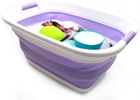 SAMMART 31L (8.1 gallon) Collapsible Plastic Laundry Basket-Pop Up Storage Co...