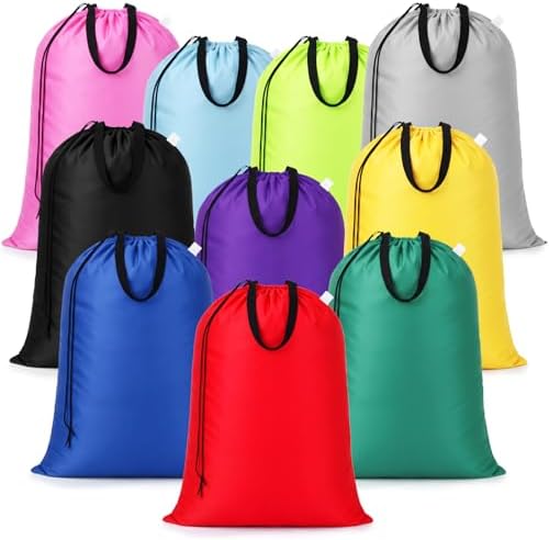 Zhehao 10 Pack Laundry Bags 27" X 40", Heavy Duty Handles, 10 Colors