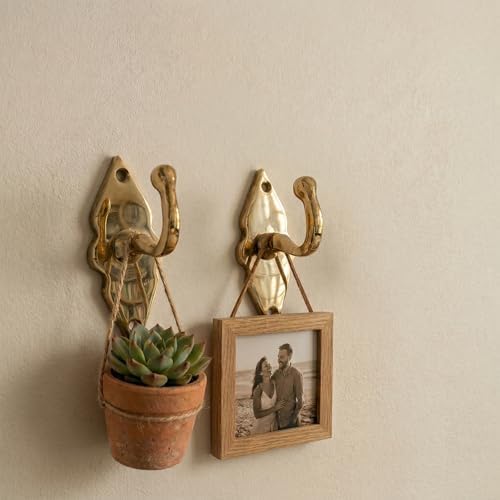 Unlacquered Solid Brass Wall Hooks – Heavy Duty Handmade Coat Hooks for Wall ...