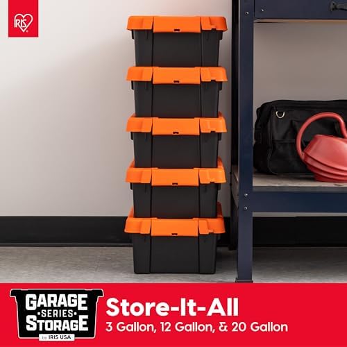 IRIS USA 5-Pack 3 Gal Heavy Duty Lockable Storage Totes with lids, Orange