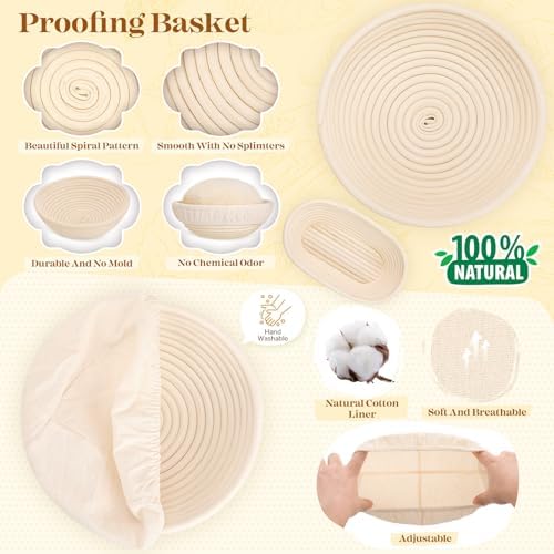 Sourdough Starter Kit, Sourdough Bread Baking Supplies, Bread Proofing Basket...