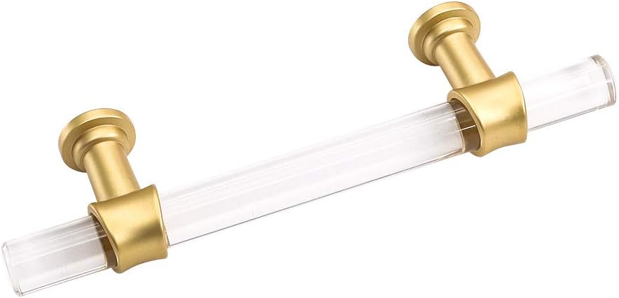 Peaha Acrylic Drawer Pulls, Kitchen Cabinet Handle 3 Inch 10 Pack, Gold Drawe...