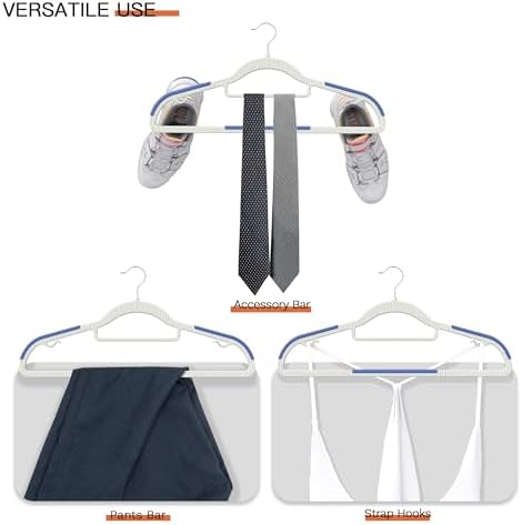 60 Pack Heavy Duty Plastic Hangers, Non Slip Clothes Hangers with Rubber Pads...