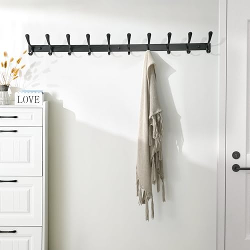 SKOLOO Coat Rack Wall Mounted - 10 Hooks, Heavy Duty, Stainless Steel, Metal ...