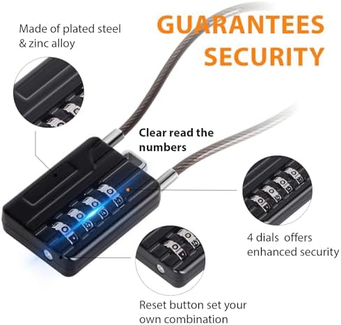 SEPOX® 12PK Metal Combo Padlock, Resettable 4-Digit, Extra Long Cable 12.5"