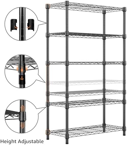 M MZG 2 PCS Storage Shelving Utility Shelving Unit 5-Tier Utility Shelving Un...