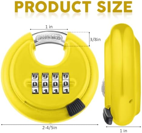 Maitys 10 Pack 4 Digit Combination Lock, Yellow