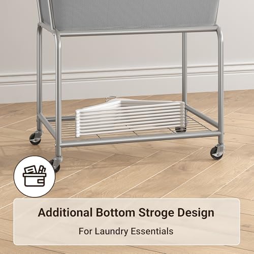 ELYKEN Rolling Laundry Hamper with Wheels, Removable Bag, Laundry Cart