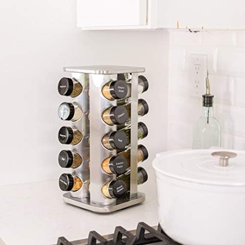 Orii 20 Jar Rotating Spice Rack with Spices Included & 5-Year Free Spice ...