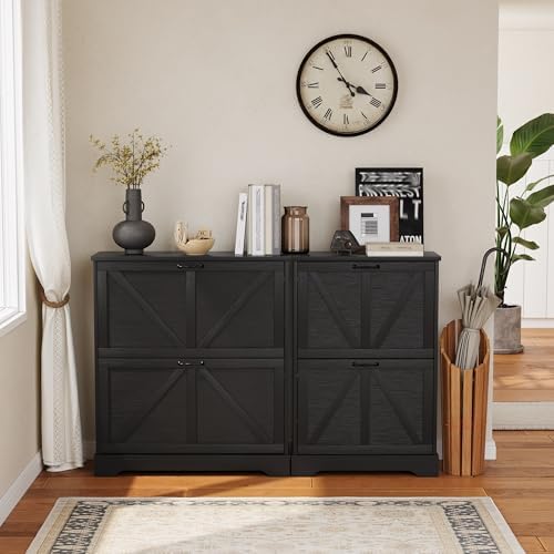 Semiocthome Farmhouse Shoe Storage Cabinet with 2 Flip Drawers, 31.5"(W)...