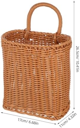 Zerodeko Handmade Wicker Hanging Basket 9.64X6.10X8.66 Inch Natural Wall Stor...