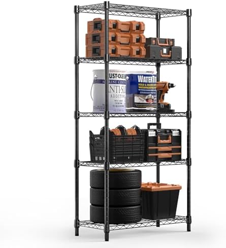 M MZG 2 PCS Storage Shelving Utility Shelving Unit 5-Tier Utility Shelving Un...