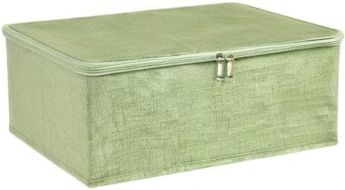 ANMINY Fabric Storage Bins with Zipper Lids, 15"x10"x6", Green...