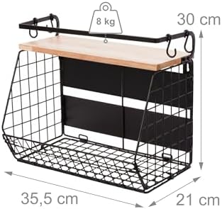 Relaxdays Wall-Mounted Fruit Basket Set of 2, Magnetic Kitchen Organiser, HWD...