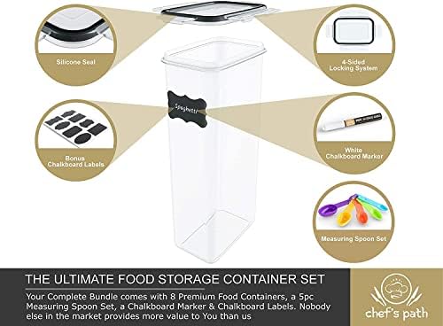 Chef's Path - Kitchen Storage Box Set - 8 Airtight Food Jars for Storing ...