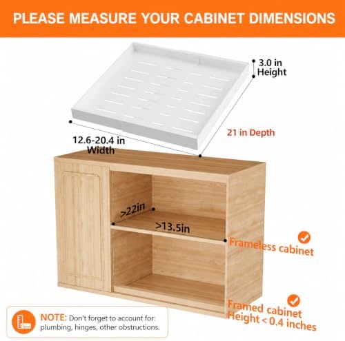 2 Pack Expandable Pull Out Cabinet Organizer,21" Deep,White