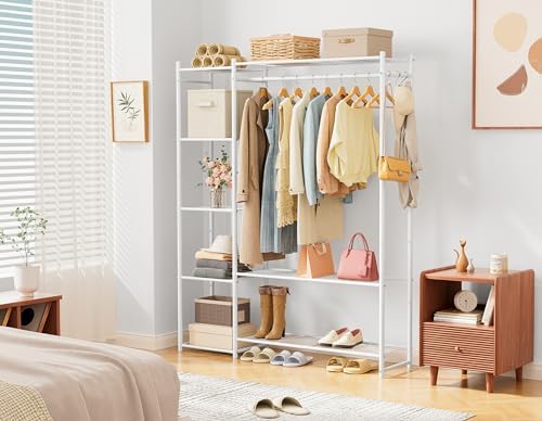 HOMIDEC Wardrobe Closet,Portable Clothes Rack with 4 Tiers Shelves
