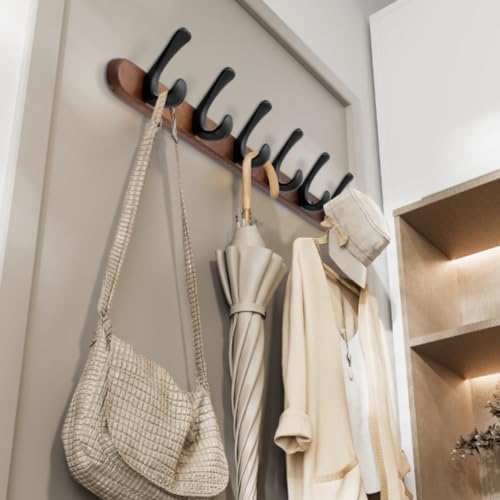 Walnut wall-Mounted Coat Rack 15.76" Spacing