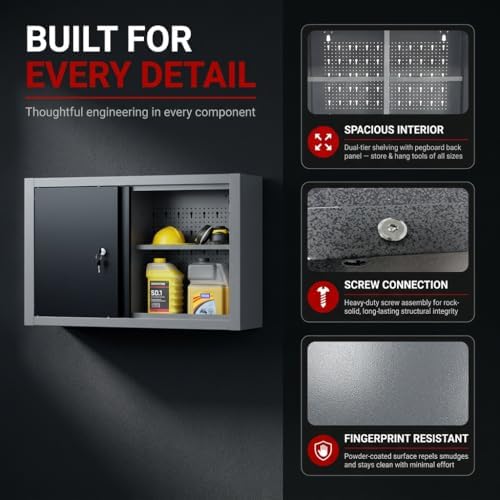 JZD Steel Wall Cabinet, Industrial-Grade Workshop Storage Solutions with Two ...
