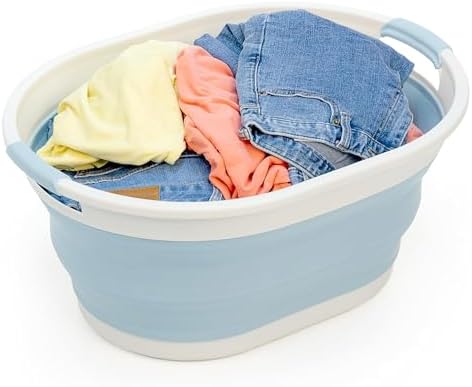 SAMMART 28L (7.4Gallons) Collapsible Plastic Laundry Basket - Oval Tub/Basket...