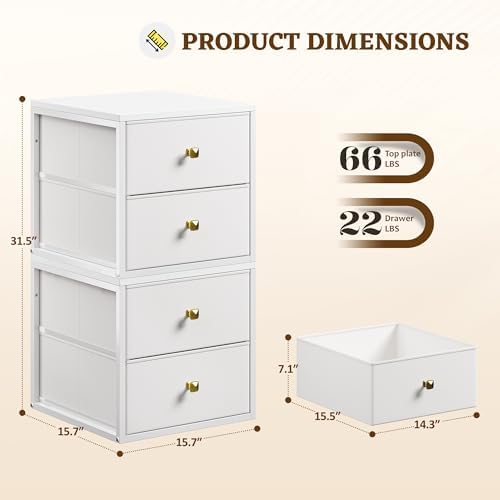Romorgniz 4-Drawer Stackable Storage Unit, Versatile Closet Organizer
