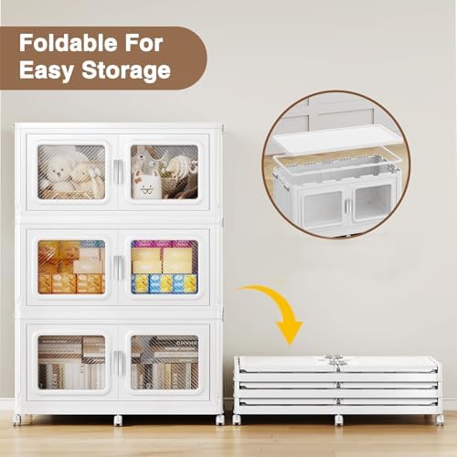 BROVIEW 880 Qt Extra Large Stackable Storage Bin with Lids, 4 Pack White