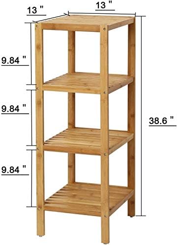 Kinsuite Bamboo Bathroom Shelf 4-Tier Storage Rack Standing Shelf Units for L...