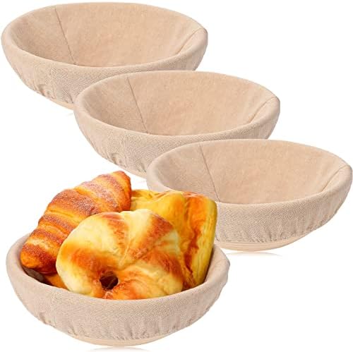 Nuogo 5 Pack Banneton Bread Proofing Baskets 8.5" Round with Liners
