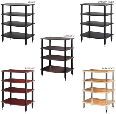 Pangea Audio Vulcan Four Shelf Audio Rack, Media Stand, and Components Cabine...