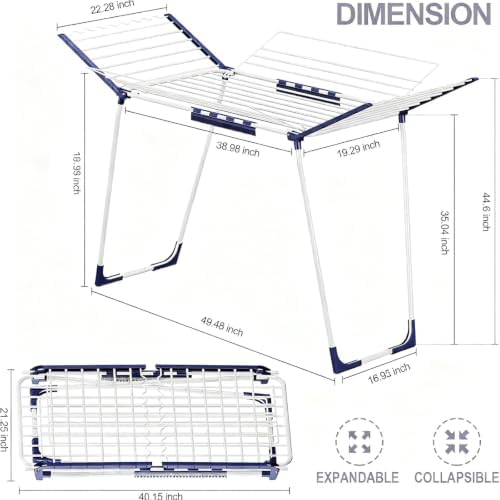 APEXCHASER Clothes Drying Rack, Drying Rack Large Space with 4 Wings