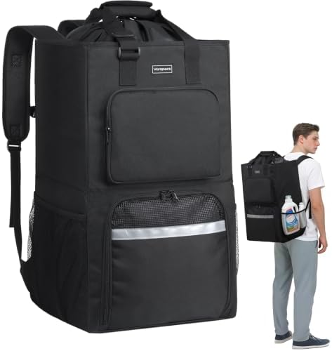 Vorspack Laundry Backpack for College Dorm, Heavy-Duty Hamper, Black