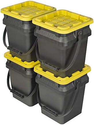 CX Heavy Duty 5-Gallon Square Buckets with Lids for Organization, 3pk