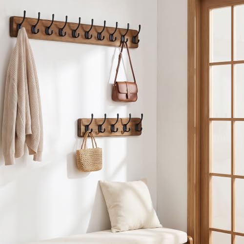 WEBI Rustic Coat Rack Wall Mount,10 Hooks,38 9/16" Long Coat Hooks Wall ...