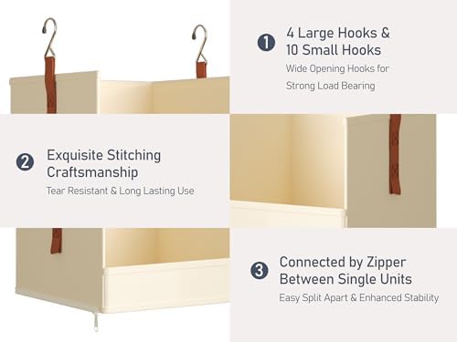 DIMJ Hanging Closet Organizer - 6-Tier Modular Hanging Shelves with Zippers H...