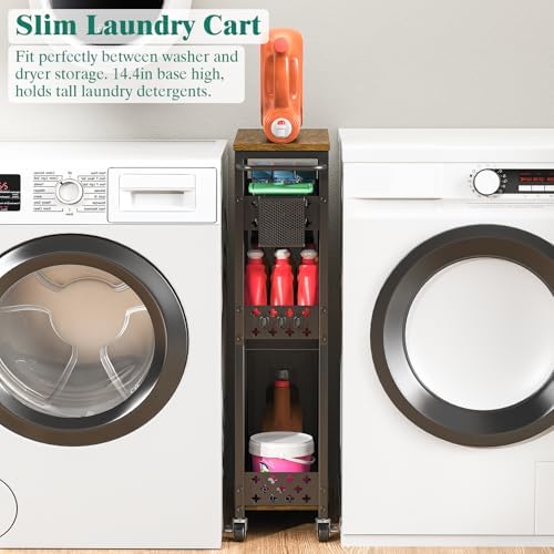 XYZLVSI 4 Tier Slim Storage Cart Laundry Room Organizer for Small Space