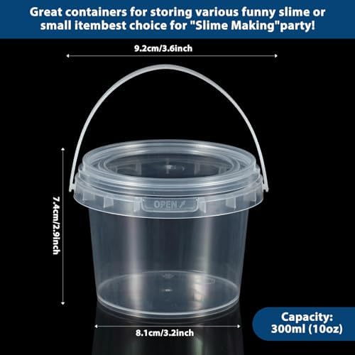 Maxcheck 500 Pcs 10oz Plastic Bucket with Lids and Handles Bulk, Clear