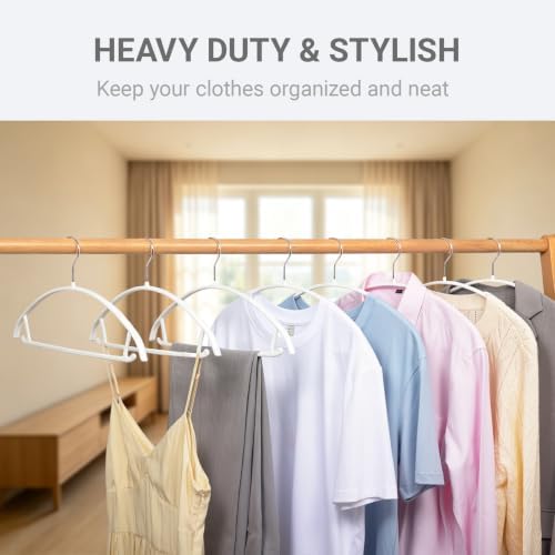 Amber Home 36 Pack White Plastic Hangers with 360° Swivel Hook