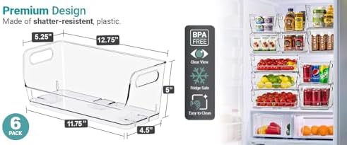 Sorbus Clear Pantry Organizer with Stackable Storage Bins, Open Front