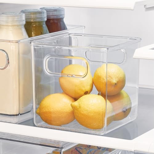 iDesign Storage Bin with Handles, Cube Organizer, Set of 4, Clear