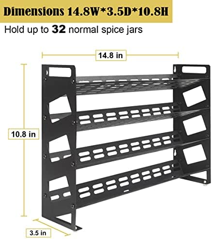4 Tier Spice Rack Organizer with 32 Square Spice Jars and 160 Spice Labels Se...
