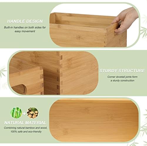 ANMINY Bamboo Storage Bins, Nesting 4PCS, Sturdy Mortise-Tenon Joint