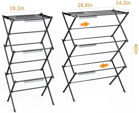 3 Tier Clothes Drying Rack, Foldable Drying Rack Clothing,Indoor & Outdoo...