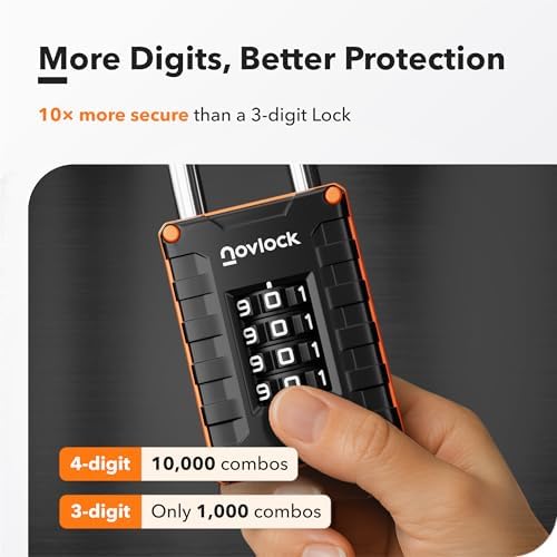 Gym Locker Lock, Indoor & Outdoor 4-Digit Combination Padlock