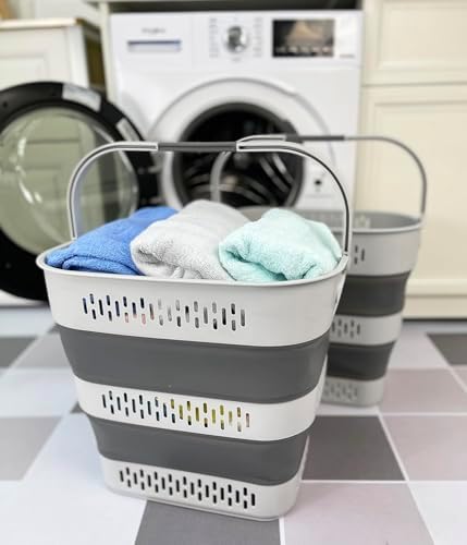 SAMMART 40L (10.5 Gallon) Collapsible Plastic Laundry Basket with Handles - F...