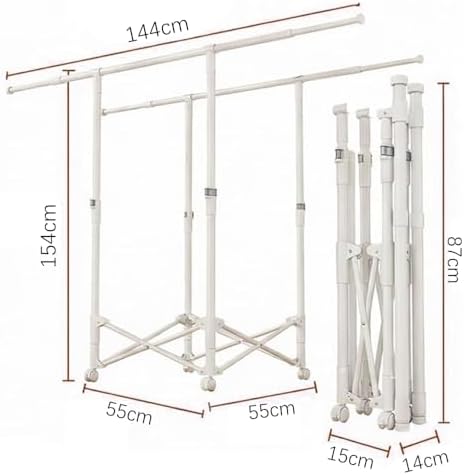 Clothes Rack, Rolling Clothes Drying Rack for Hanging Clothes Portable Foldab...